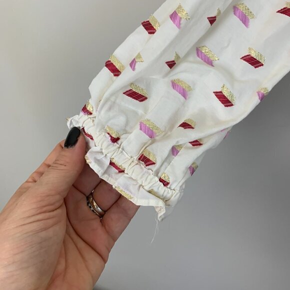 J. Crew Point Sur Cream Colored Popover Metallic Clip Dot Size Small - Picture 3 of 11